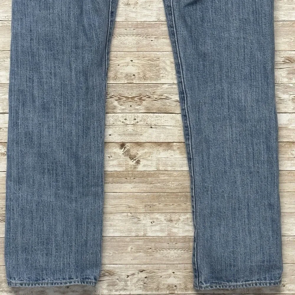 Levis 501 Button Fly Jeans Mens 33x32 Blue Denim Pants Faded Work Chore Office